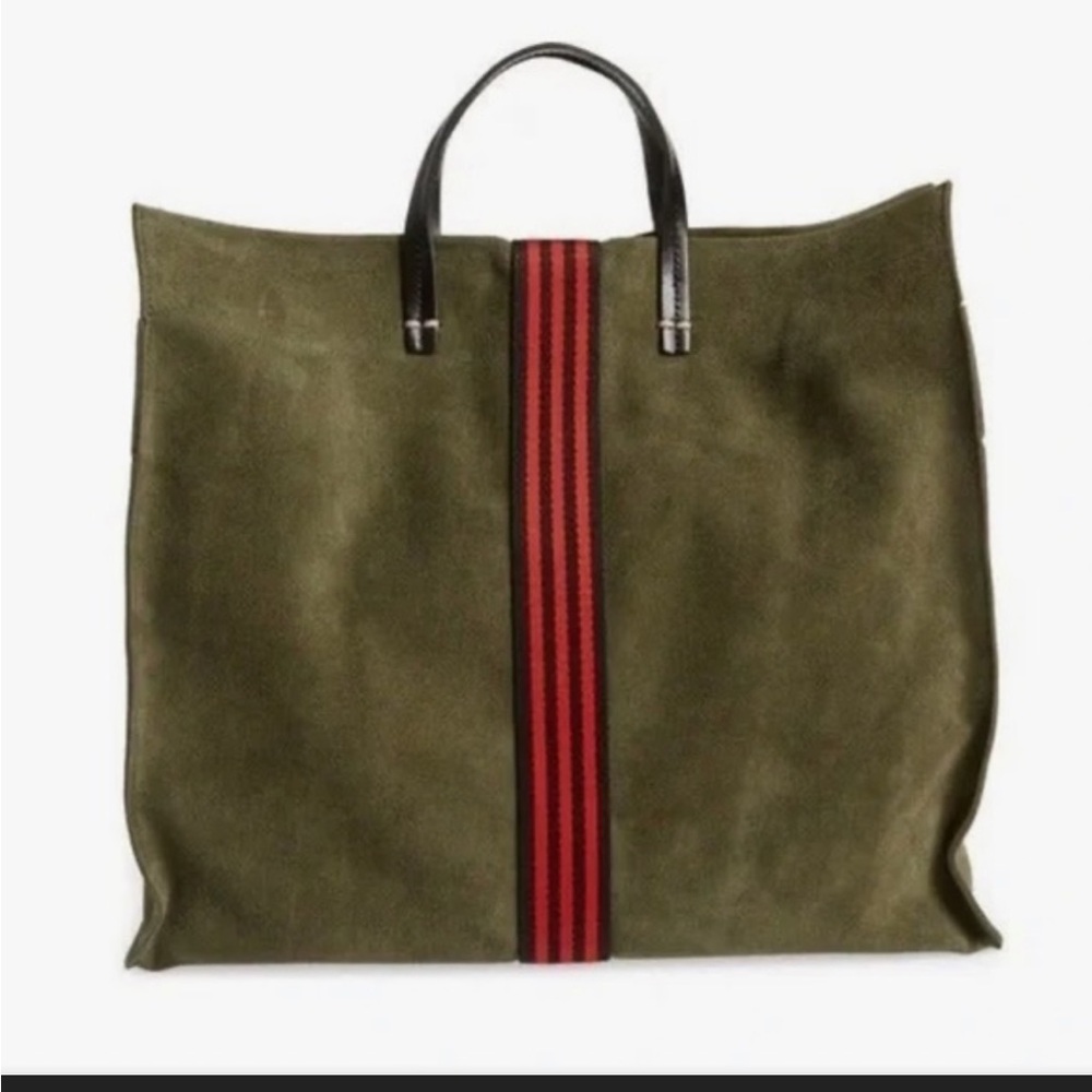 Clare V. Army green suede bag